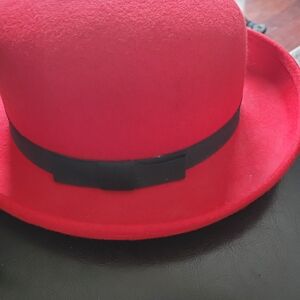 Red Bowler Hat with Black Band